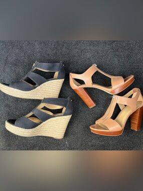 Michael Kors Bundle: Berkley Platform Sandals & Espadrille Wedges Size 10